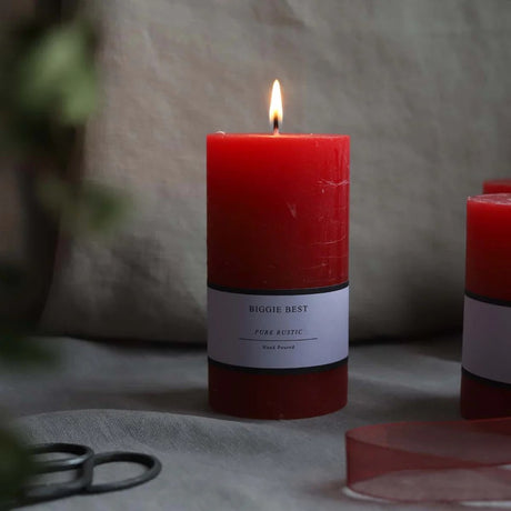 RUSTIC PILLAR CANDLE DEEP RED - 2 sizes