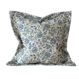 Aria Blue Floral Flanged Edge Cushion
