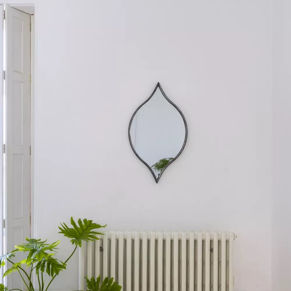 Teardrop Mirror Antique Silver