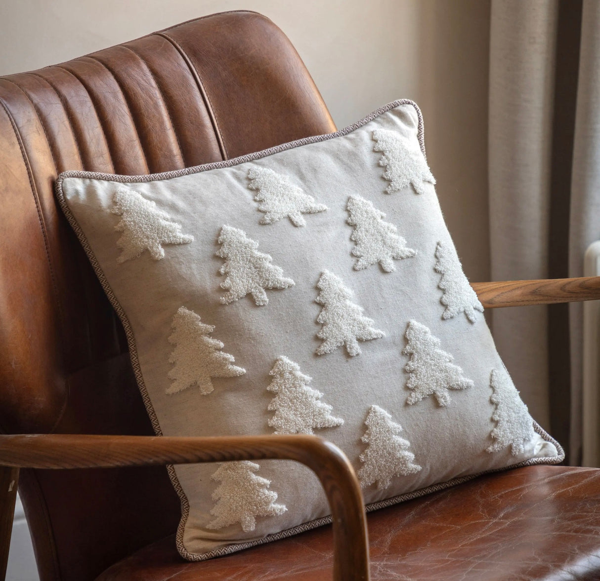 Woodland Embroidered Tree Cushion