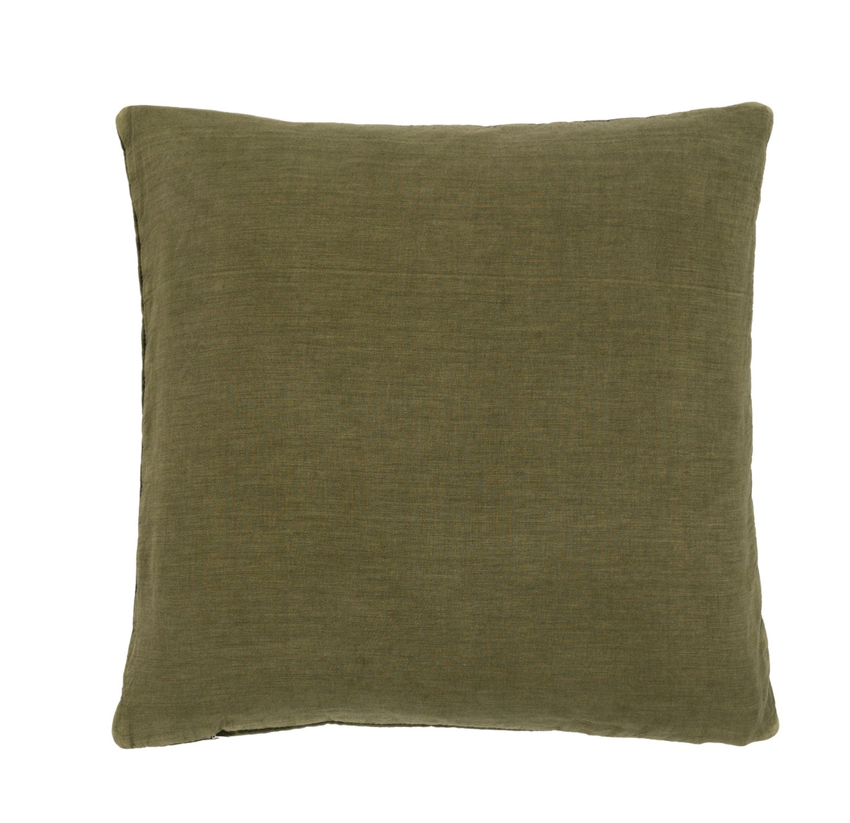 Cotton Velvet Quilted Cushion - Rust/Olive