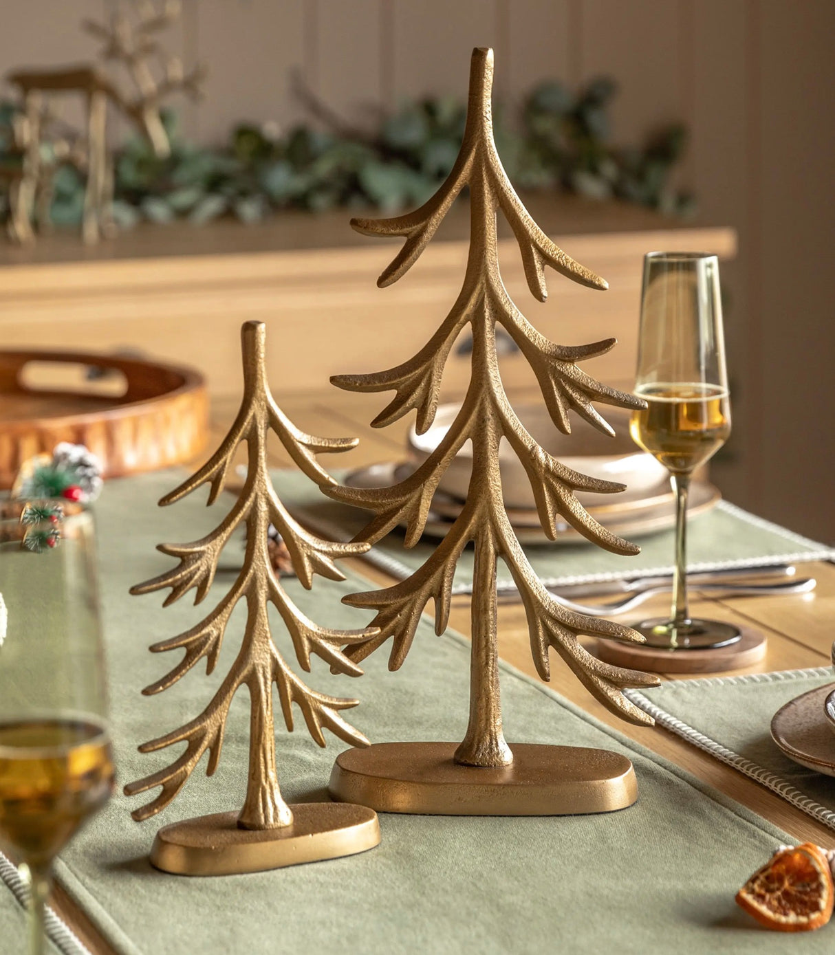 Woodland Set of 2 Metal Tree Ornaments Gold
