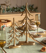 Woodland Set of 2 Metal Tree Ornaments Gold