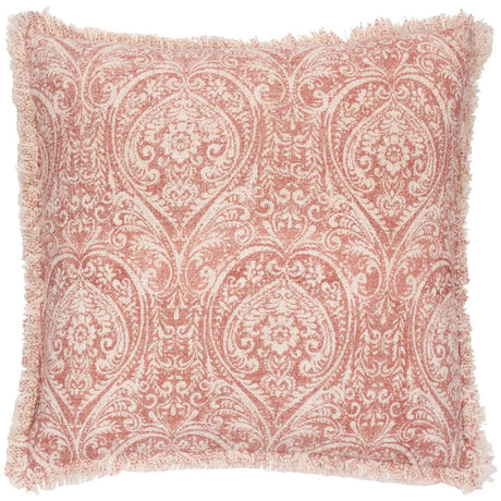 Durelle Damask Fringed Cushion Coral