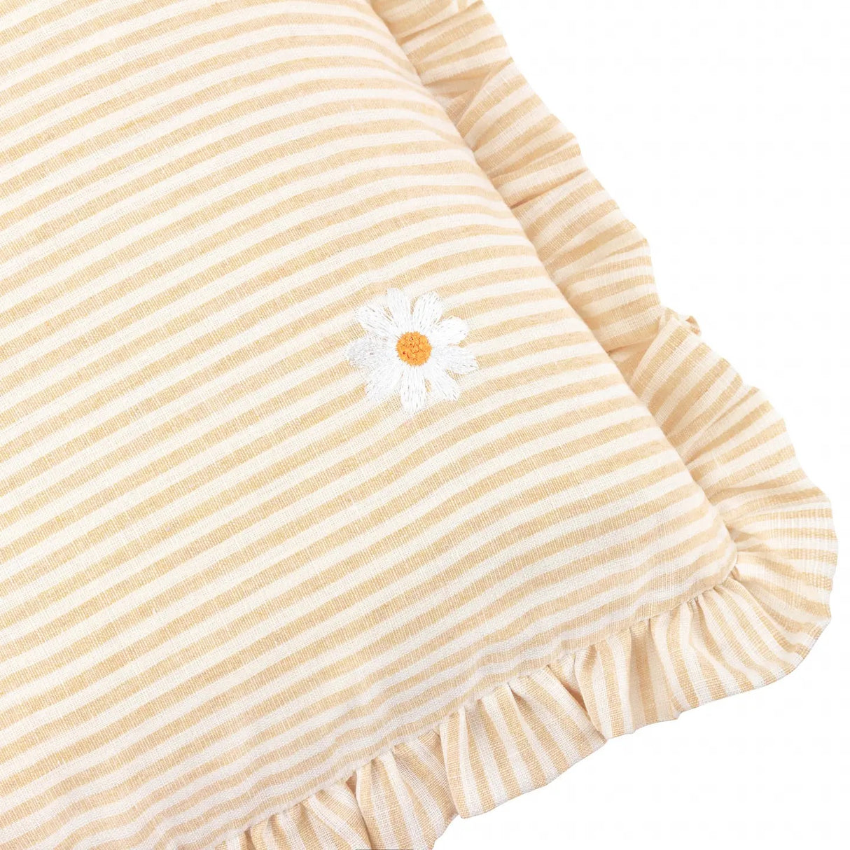 Les Fleurs Embroidered Ruffle Cushion Daisies