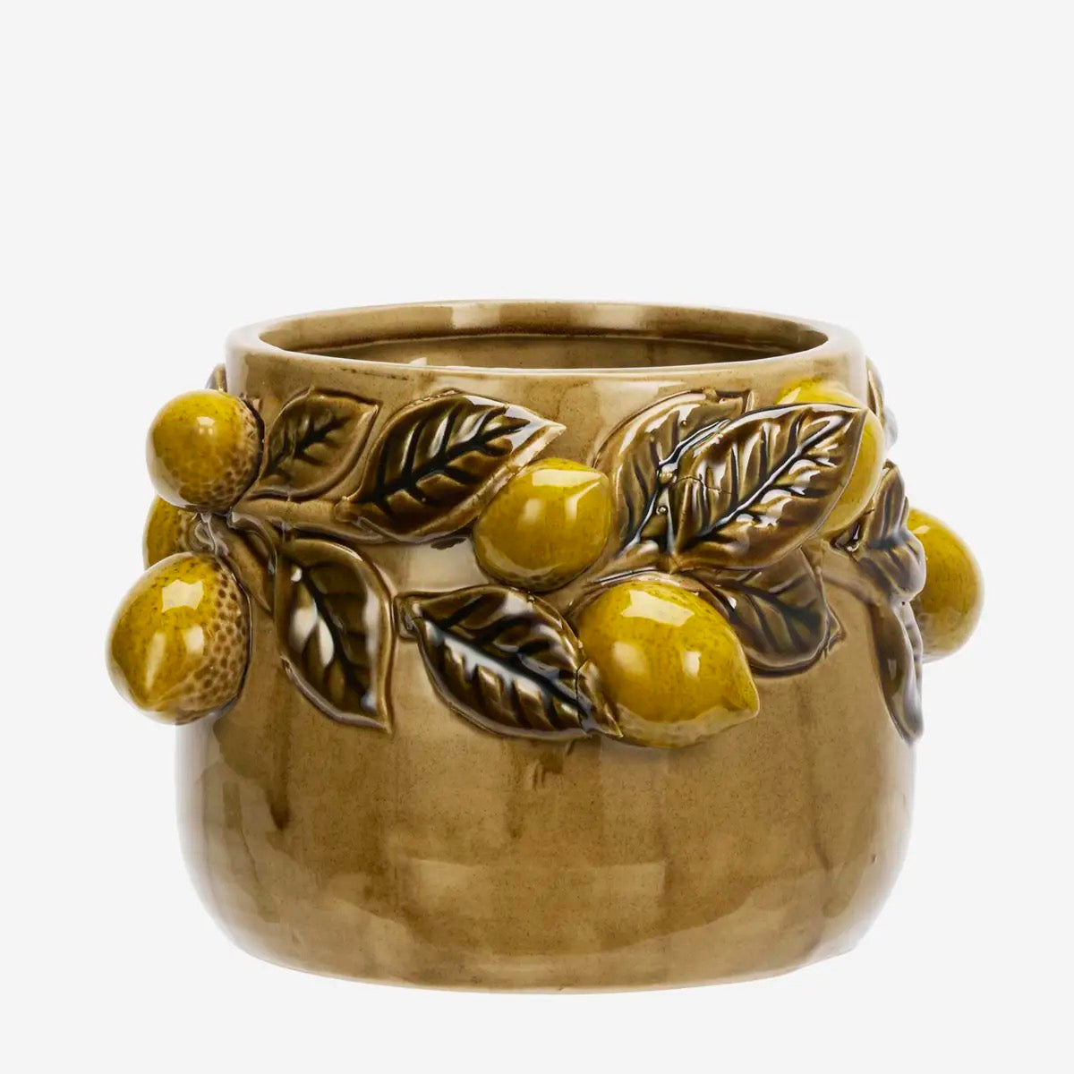 STONEWARE FLOWER POT/BROWN