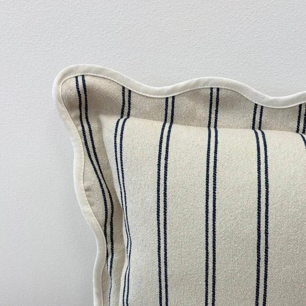 Chloe Nautical Stripe Scalloped Edge Cushion 50×30