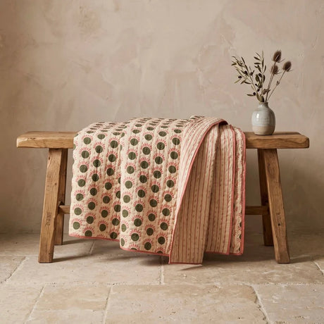 RISHI KANTHA BEDSPREAD GR/PNK