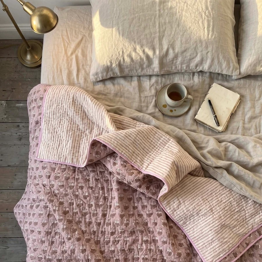 LULU KANTHA BEDSPREAD GR/PNK