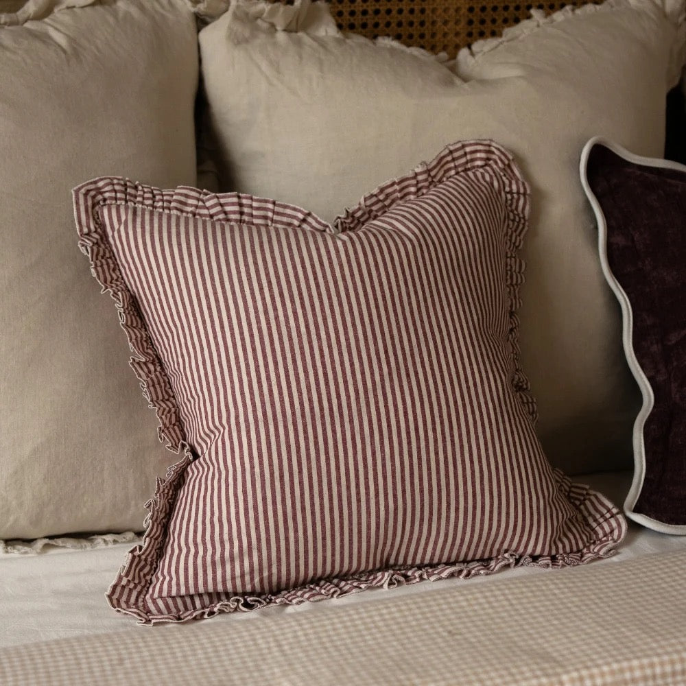 Darcy Burgundy Stripe Cushion 45cm
