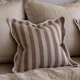 Chloe Dusty Pink Stripe Scalloped Edge Cushion 45cm