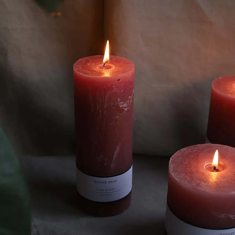 DUSTY PINK 7X18CM RUSTIC PILLAR CANDLE
