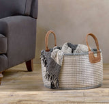NKUKU - Anjuli Jute & Cotton Basket - Off White & Black