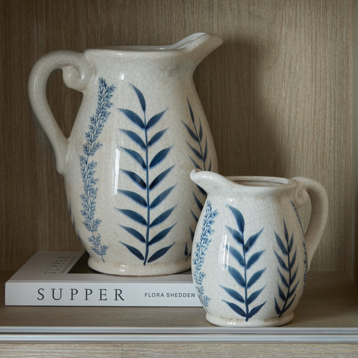 Large Blue Flora Olpe Jug Vase - 2 sizes