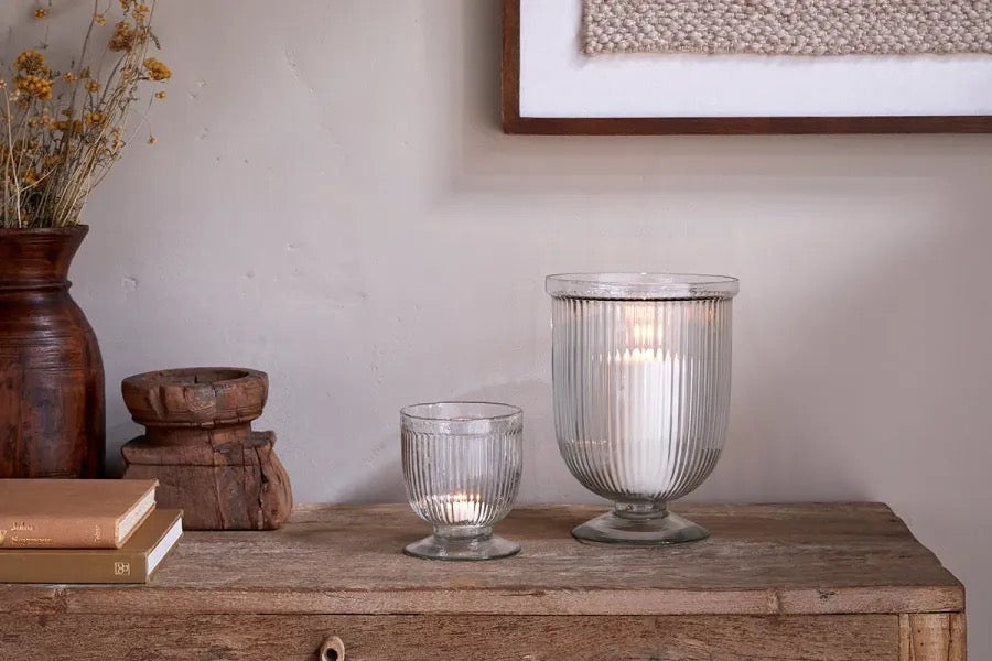 NKUKU - Nia Recycled Glass Candle Holder - Clear