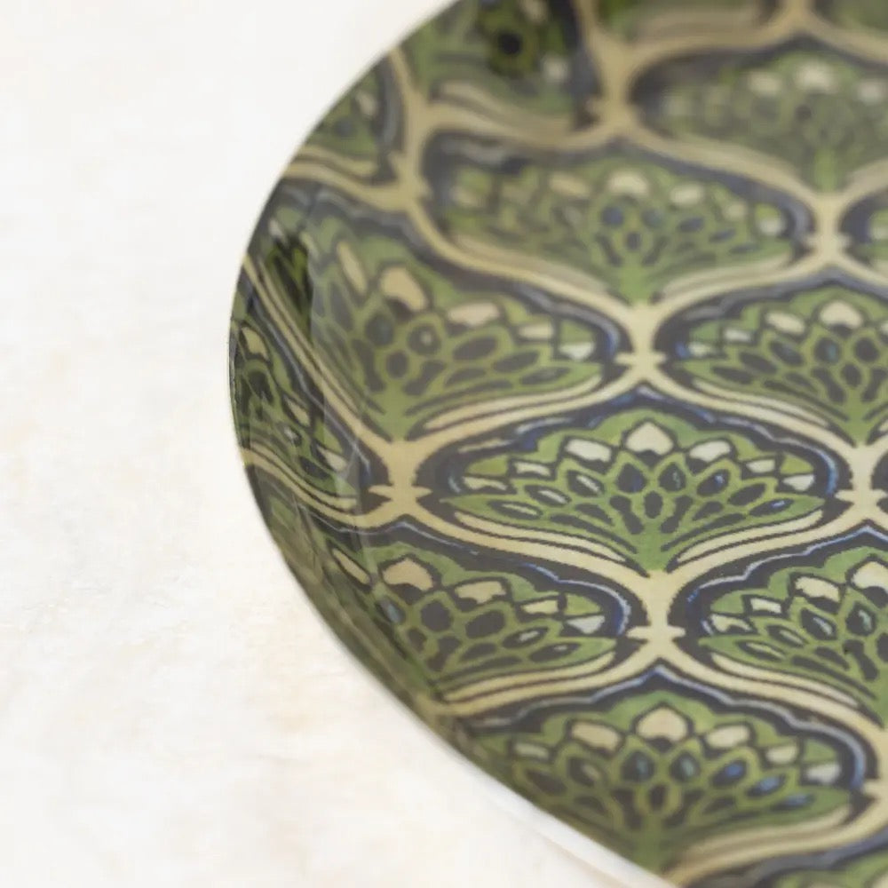 Round Tray With Peacock Design