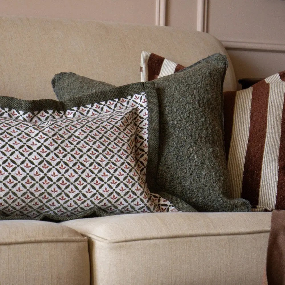 Sofia Olive Green Boucle Cushion - 3 sizes