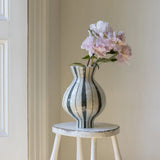 Fluted Neck Vase Green Stripe