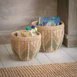 BROOKHAM SET OF 2 SAGE CHEVRON BASKETS