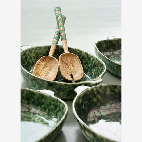 WOODEN SALAD SET W/ BAMBOO