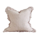 Hallie Ruffled Linen Cushion – Pink Stripe/ 2 sizes