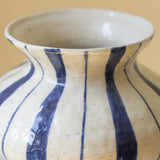 Fluted Neck Vase Blue Stripe