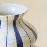 Fluted Neck Vase Blue Stripe