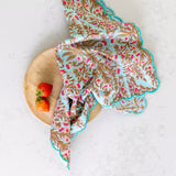 Scalloped Himalayan Jasmine Hand Block Print Napkin S/4