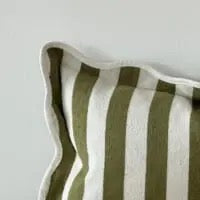 Chloe Olive Stripe Scalloped Edge Cushion - 2 sizes