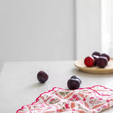 Scalloped Himalayan Wildflowers Pink Hand Block Print Napkin S/4
