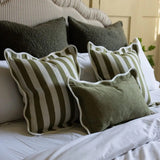 Chloe Olive Stripe Scalloped Edge Cushion - 2 sizes