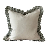Bella Green and Cream Ruffle Cushion