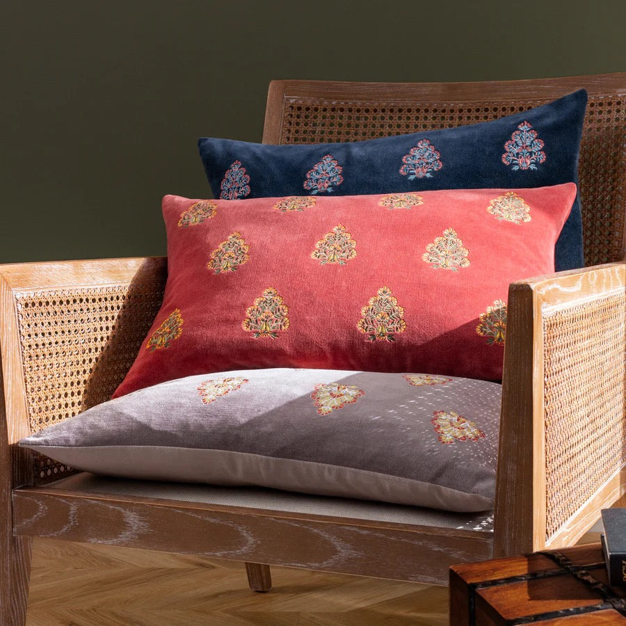 Rennes Embroidered Cushion Rust