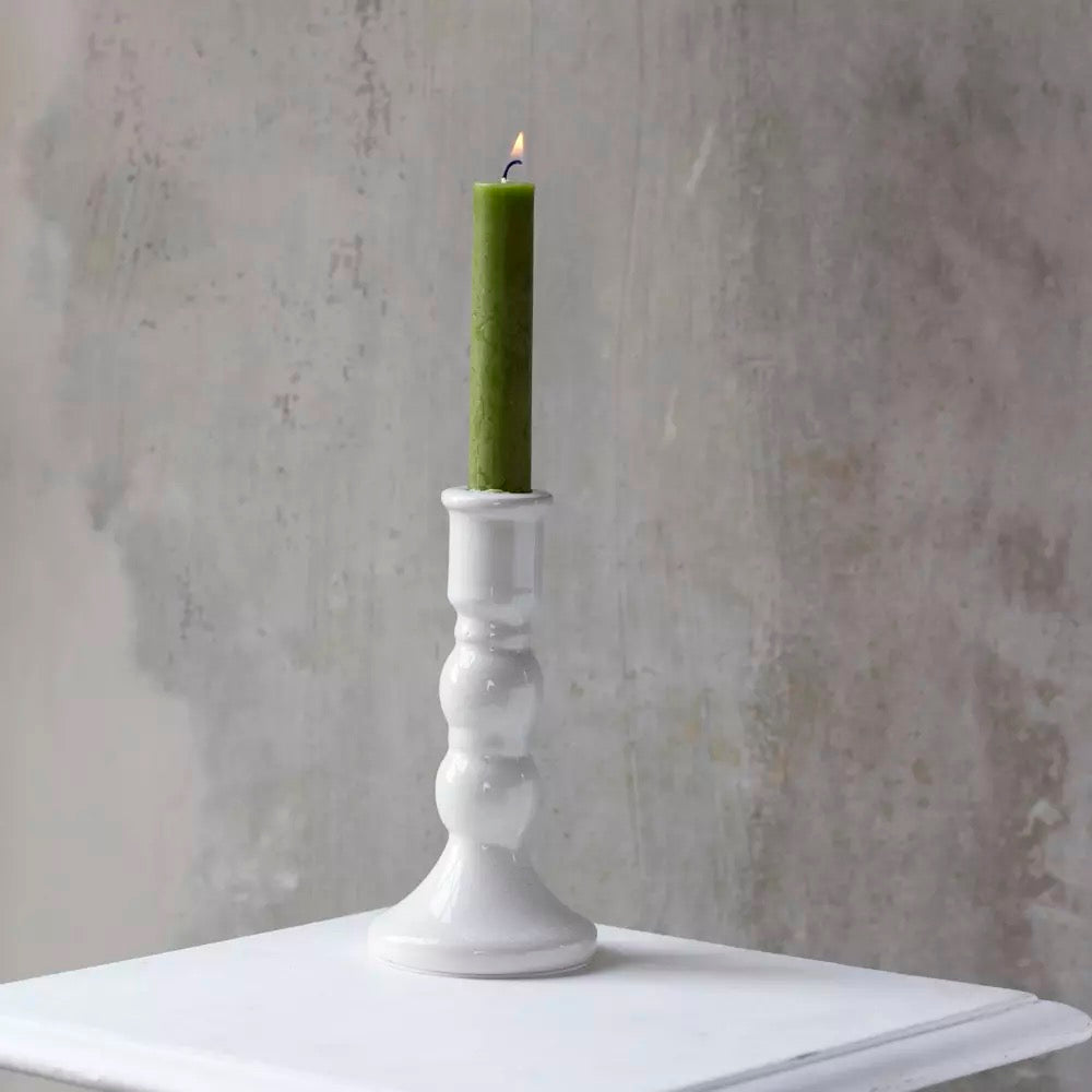 Candle Holder White Crackle - 2 sizes