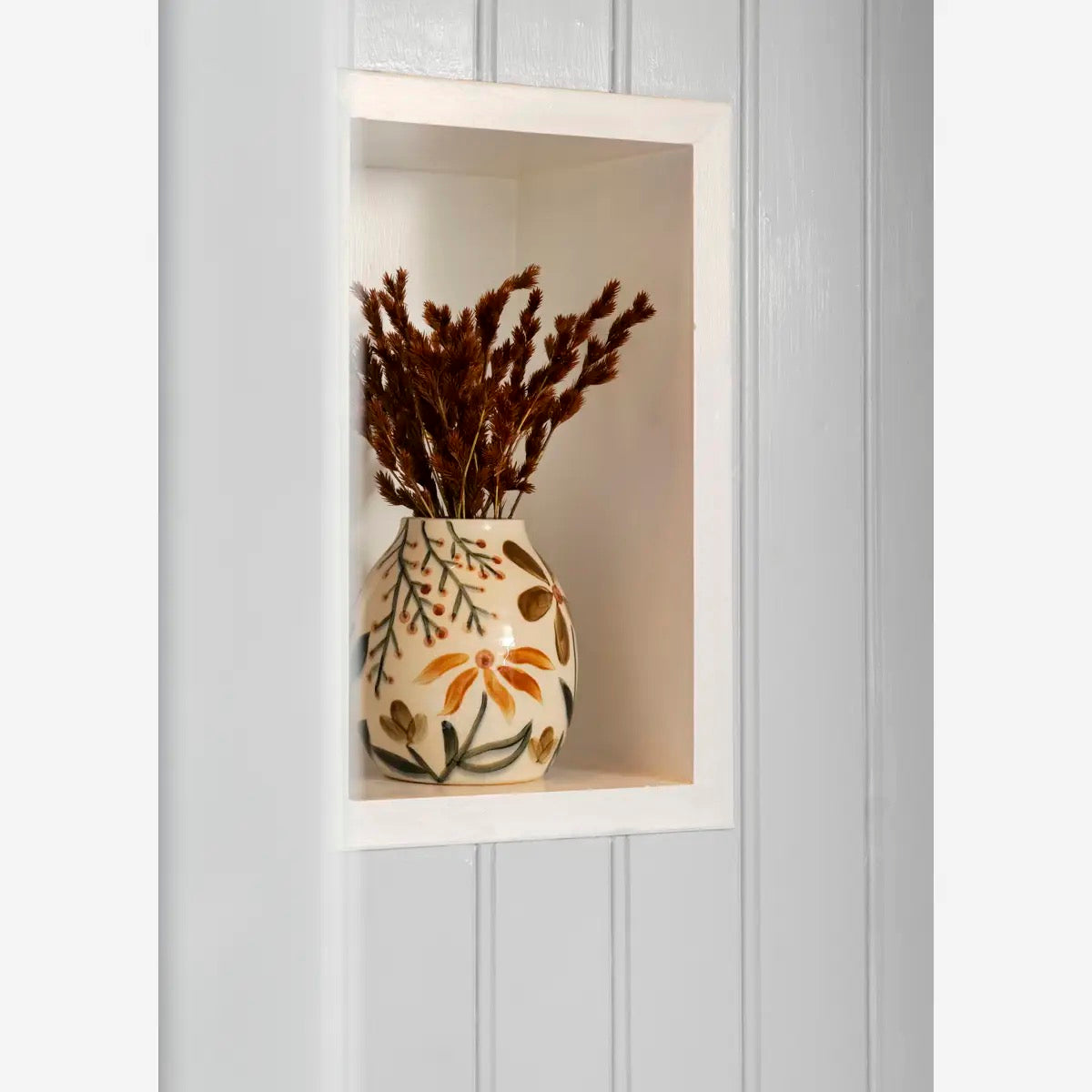 HAND-PAINTED STONEWARE VASE