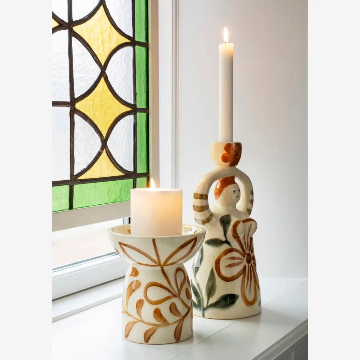 HAND-PAINTED CANDLE HOLDER