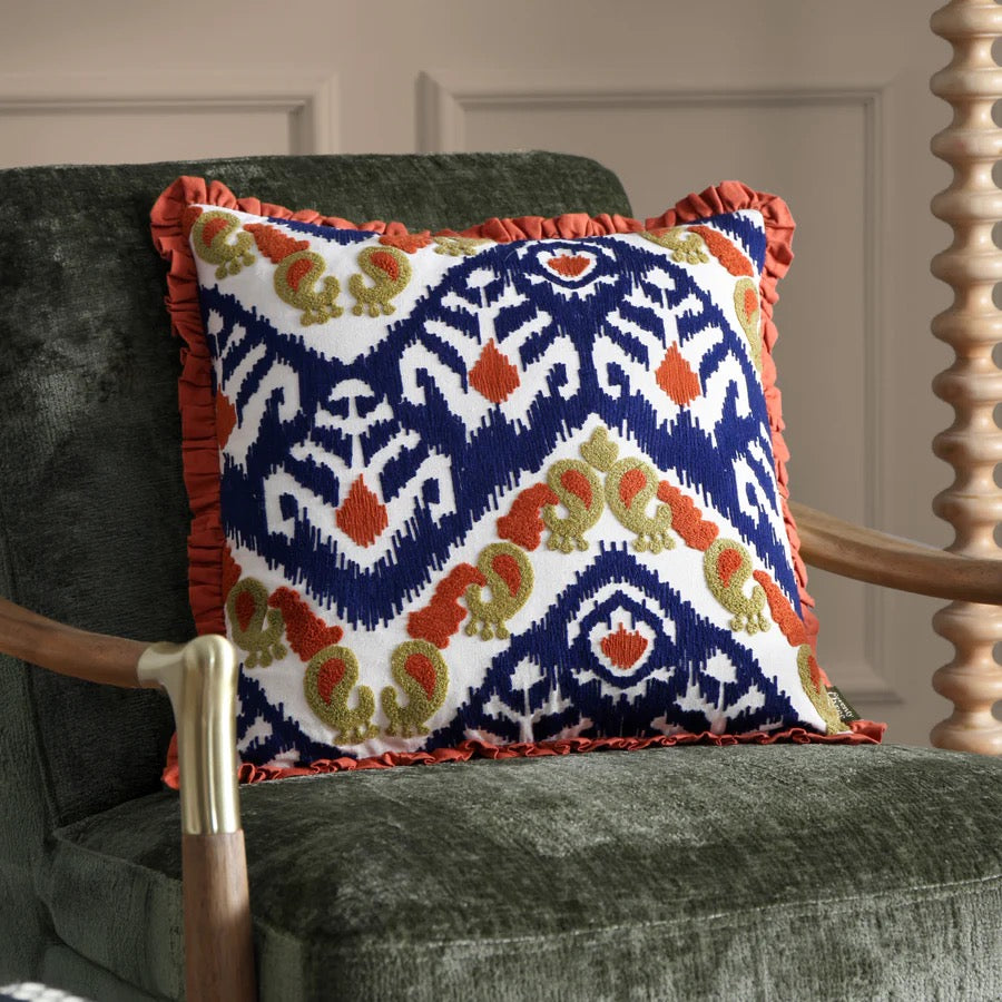 Henderson Embroided Cotton Cushion - 3 colour ways
