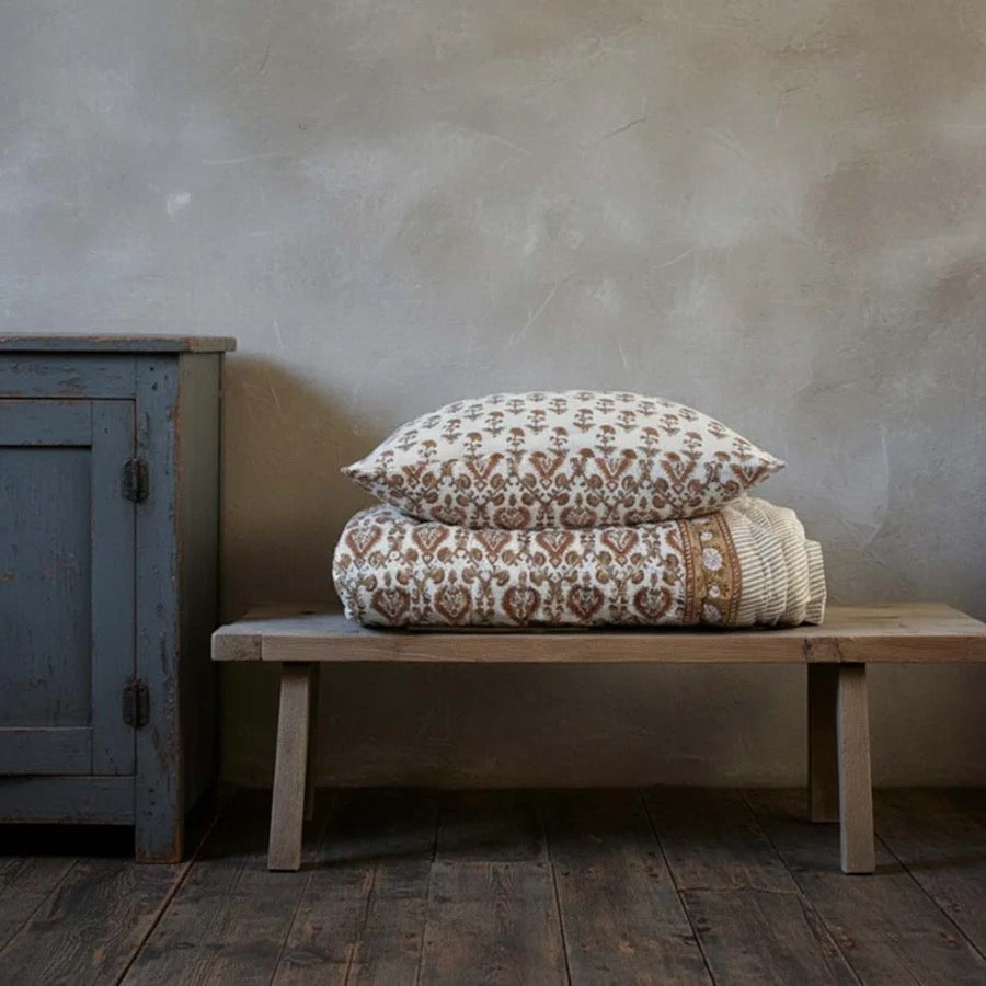 OCHRE PRINT BEDSPREAD