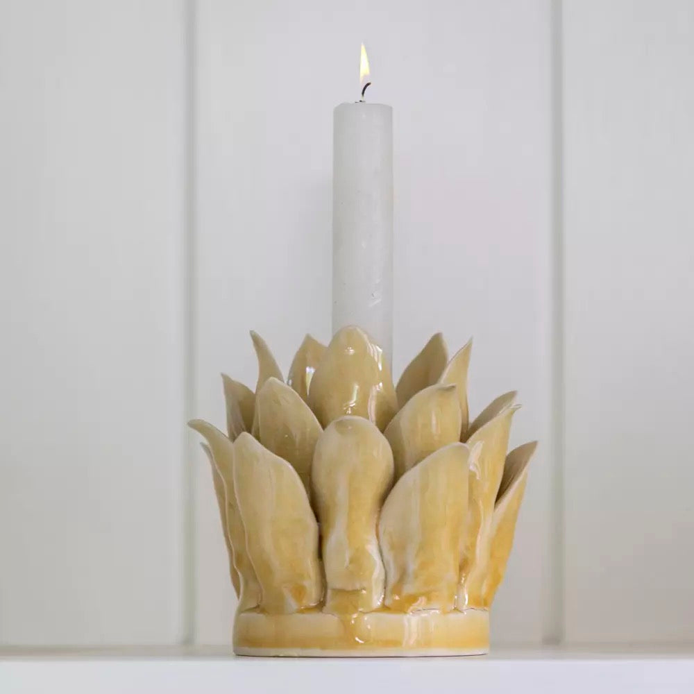 Candle Holder Petals Yellow
