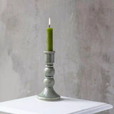Candle Holder Romano Green Crackle - 2 Sizes