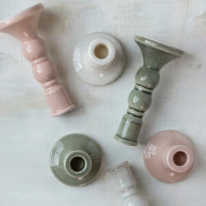 Candle Holder Blush Crackle Large