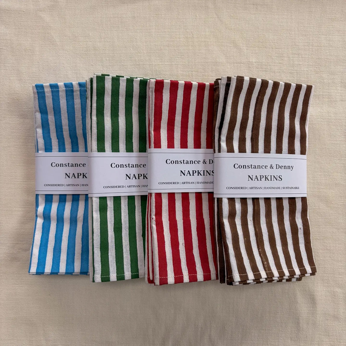 DAMSON STRIPE set of 4 cotton napkins