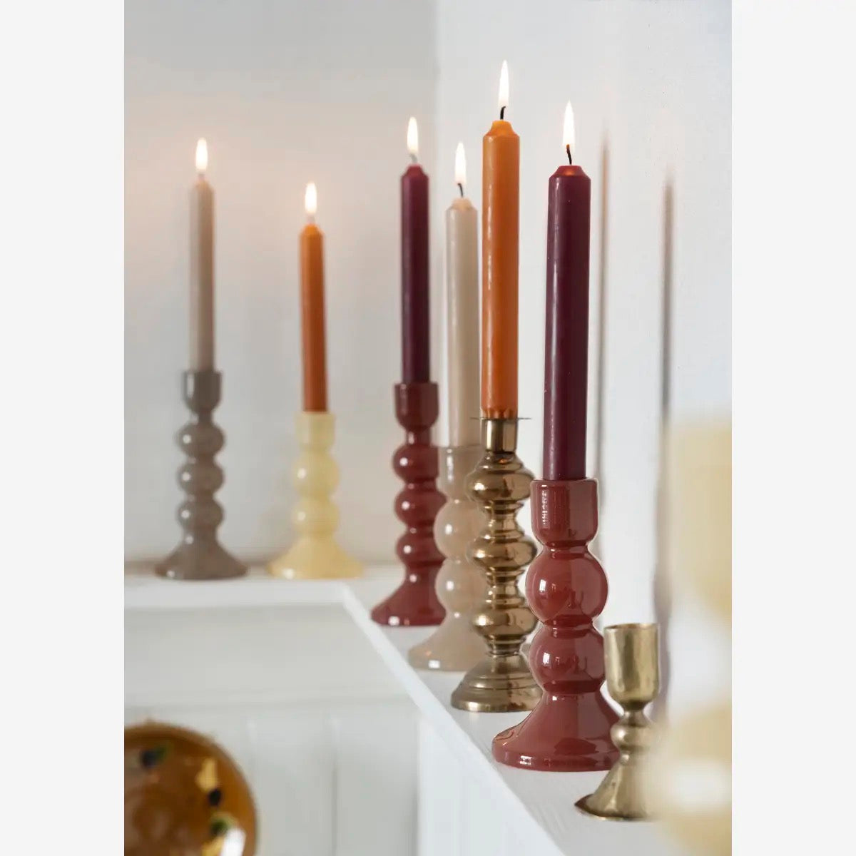 GLASS CANDLE HOLDER - Maroon - 2 sizes