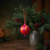 MED ORG/PNK STRIPY BAUBLE
