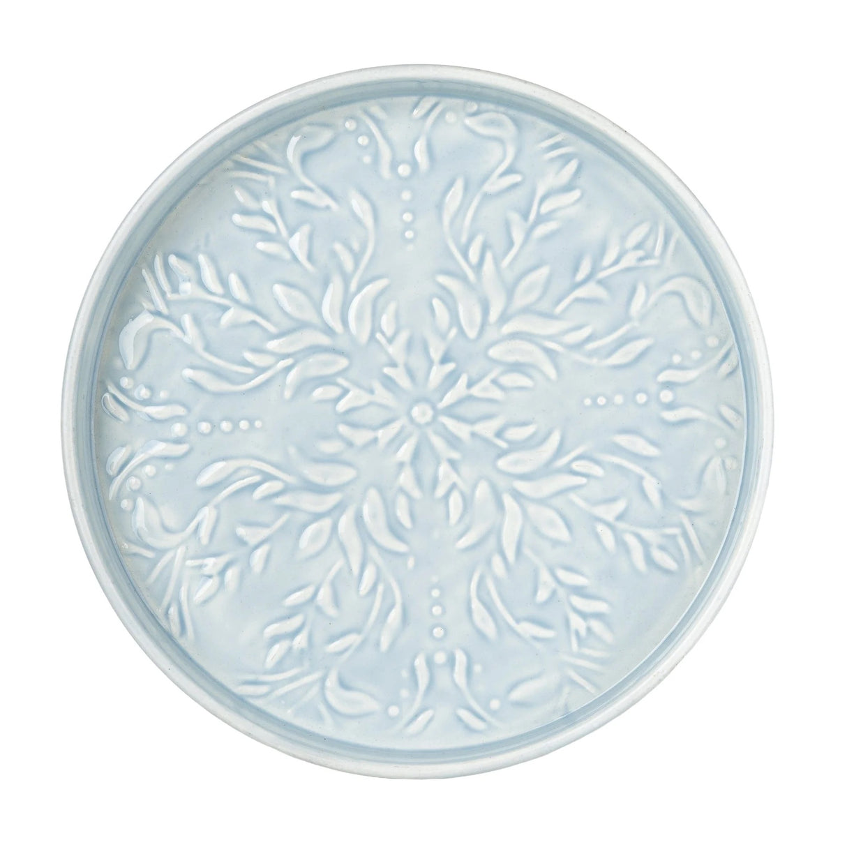 32cm Round Metal embossed enamel Tray - Pale Blue