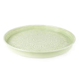 32cm Round Metal embossed enamel Tray - Pale Green