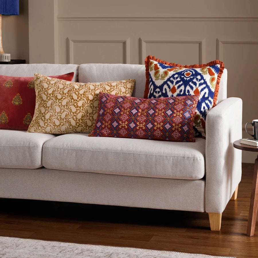 Henderson Embroided Cotton Cushion - 3 colour ways