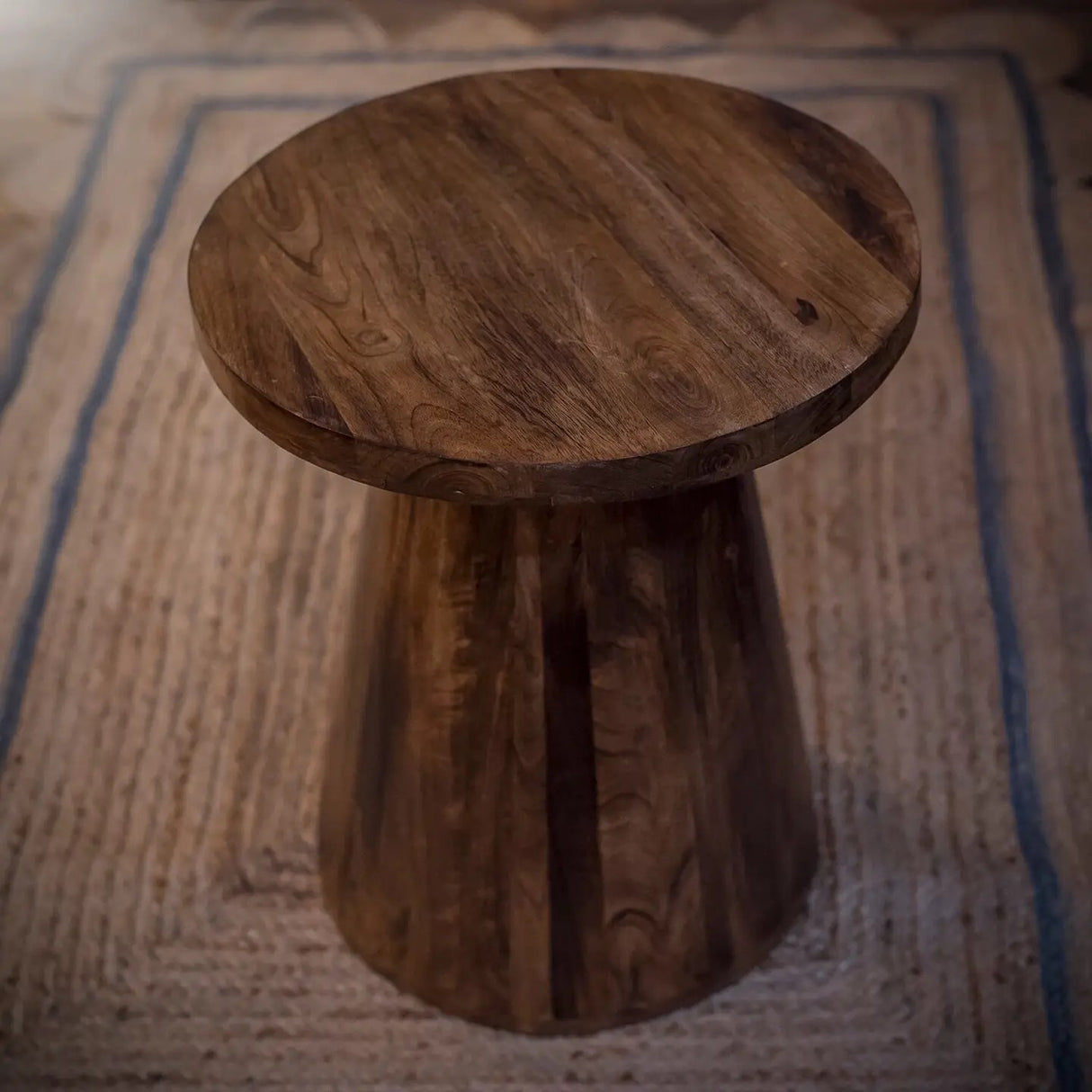 Small Mango Wood Mushroom Side Table