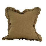Hallie Olive Green Ruffle Cushion