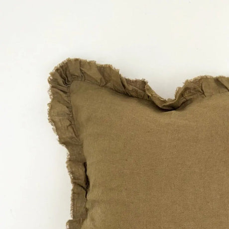 Hallie Olive Green Ruffle Cushion